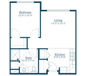One Bedroom Apartment Style 1 - Floorplan