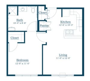 One Bedroom Apartment Style 2 - Floorplan